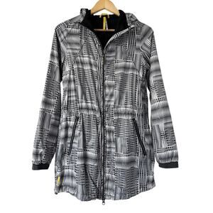Lole Womens Lightweight Wind/Rain Hooded Jacket Sz S Black/White Windbreaker EUC
